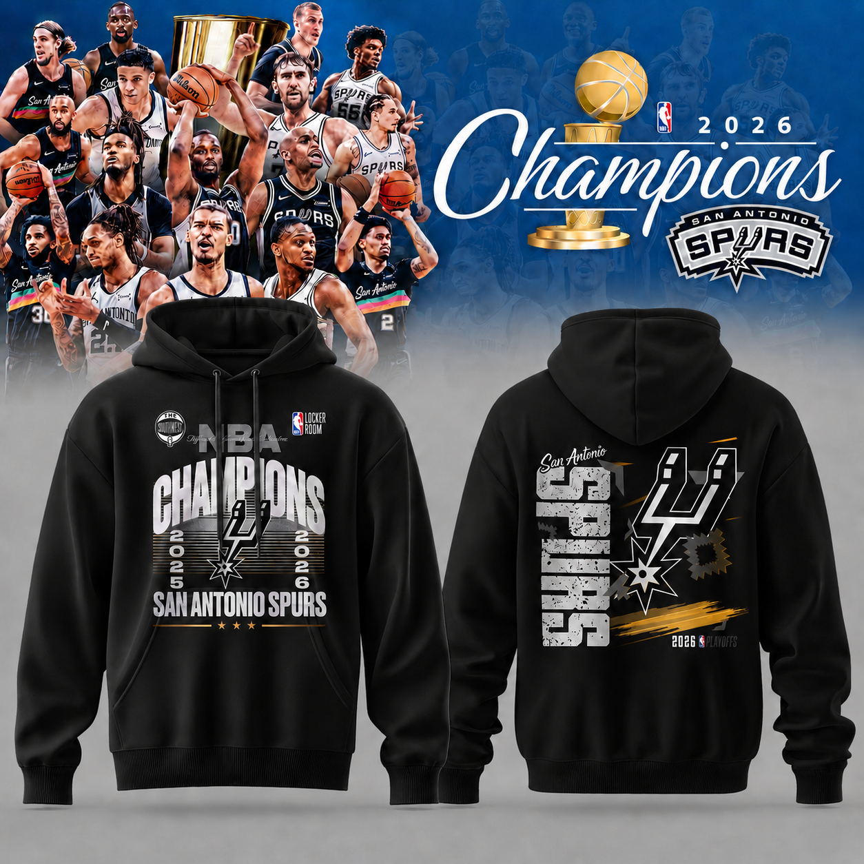 Spurs 2026 NBA Champions Black Edition Hoodie | PH37