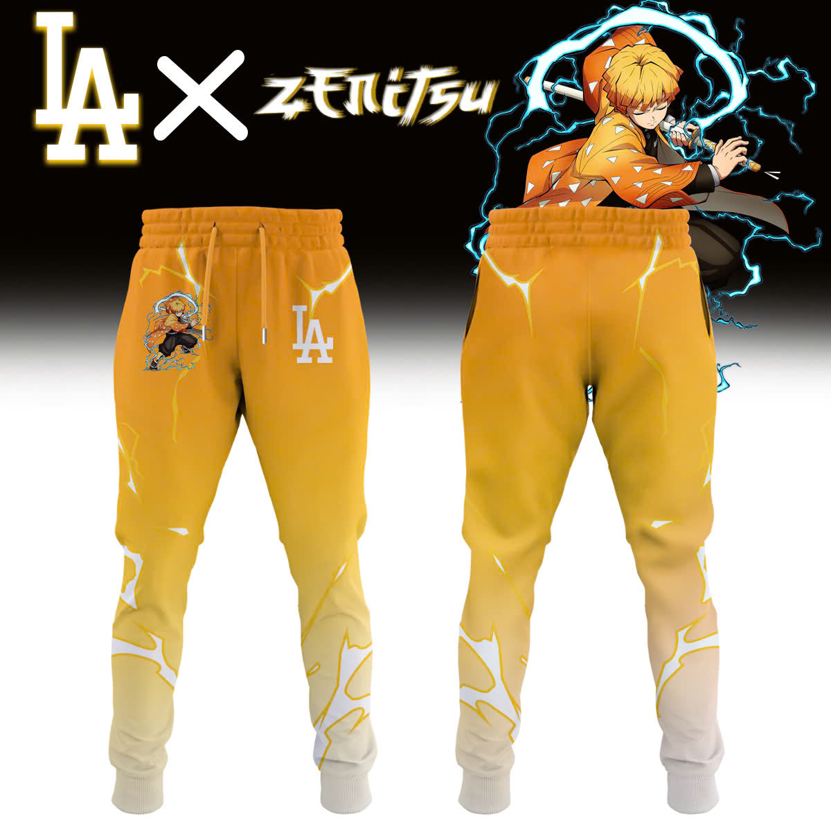 LA Dodgers vs Demon Slayer Agatsuma Zenitsu Baseball Jersey