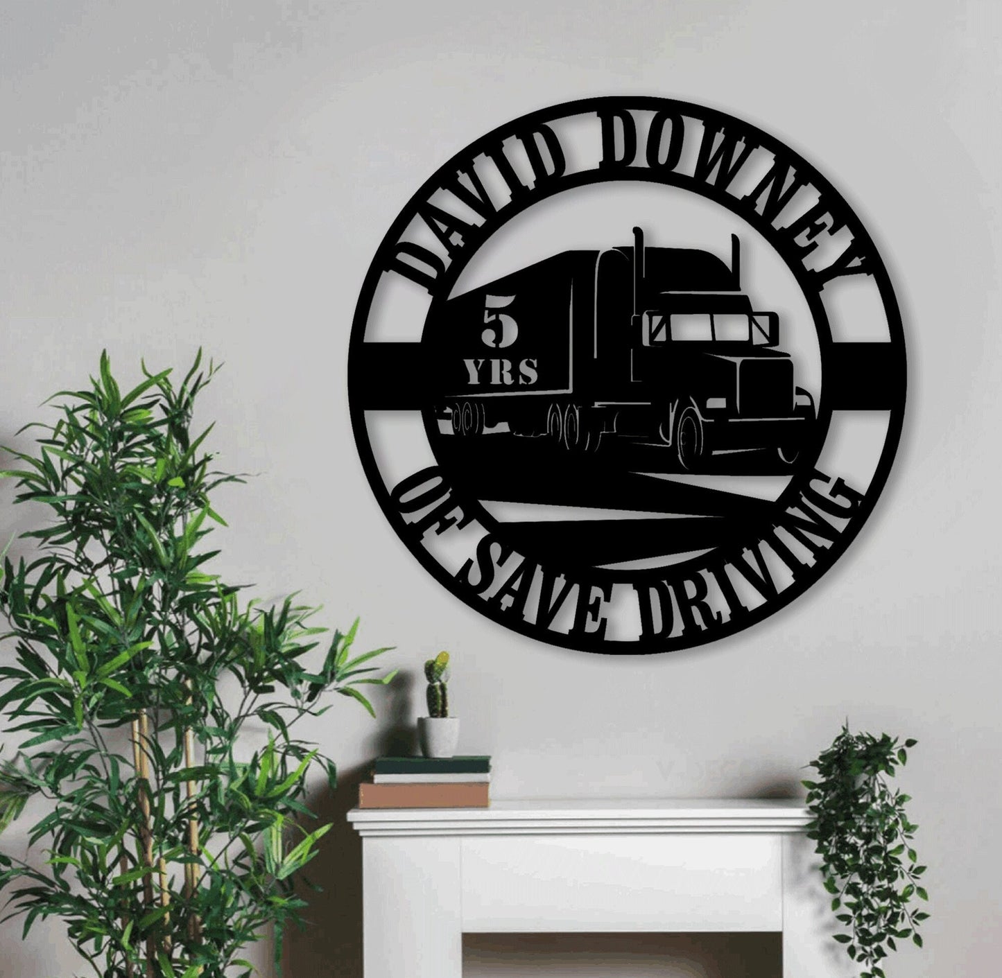 Custom Name And Years Truck Driver Metal Wall Art, Metal Sign With LED, Home Decoration Gift, Birthday Gift, Trucker Home Decor