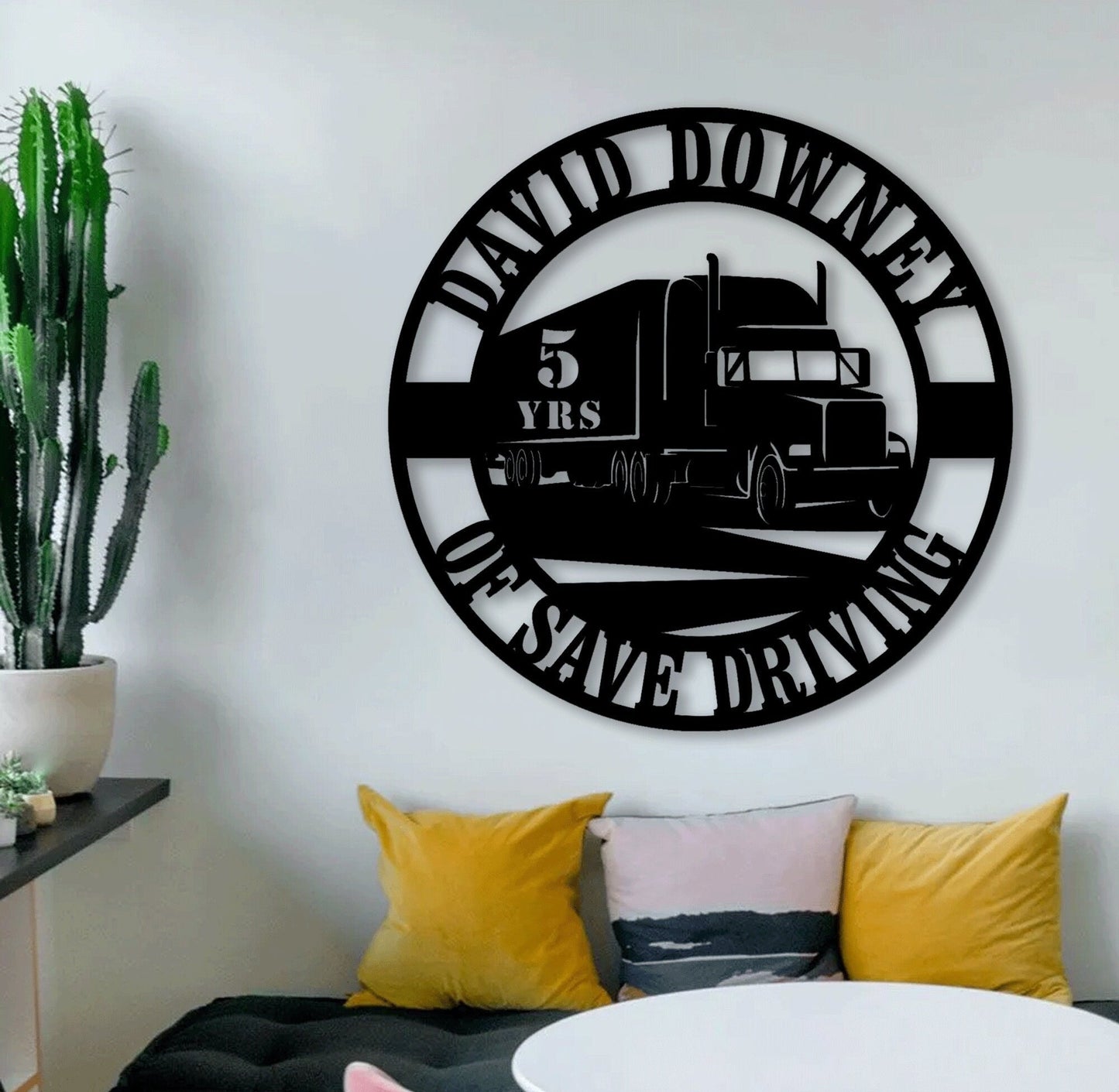 Custom Name And Years Truck Driver Metal Wall Art, Metal Sign With LED, Home Decoration Gift, Birthday Gift, Trucker Home Decor