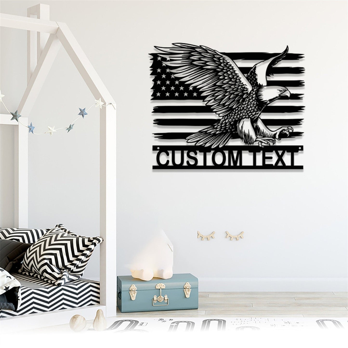 Custom Eagle Metal Sign with LED Lights,American Flag Eagle Metal Wall Art,American Eagle Wall Decor,Personalized USA Eagle Sign,Birds Sign