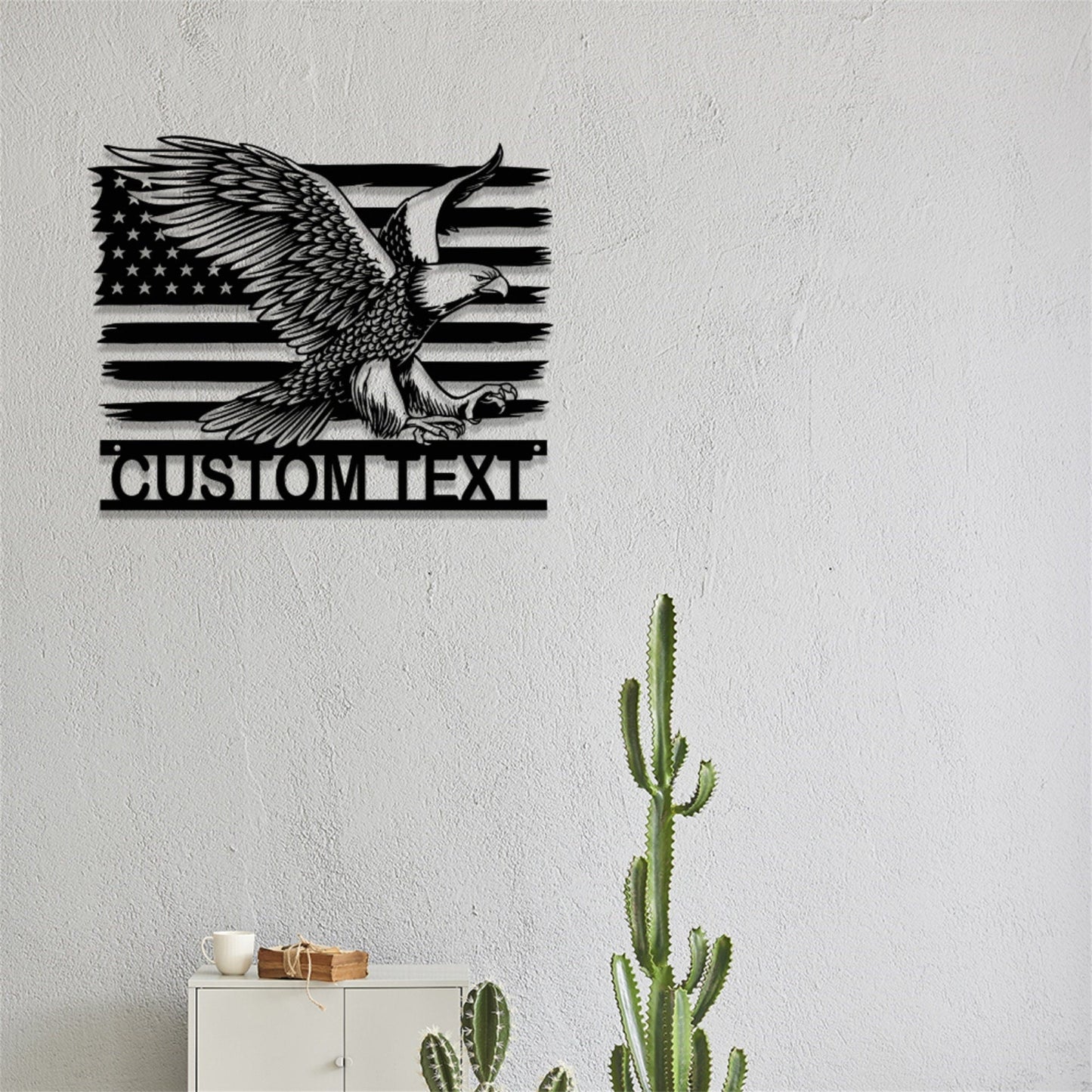 Custom Eagle Metal Sign with LED Lights,American Flag Eagle Metal Wall Art,American Eagle Wall Decor,Personalized USA Eagle Sign,Birds Sign