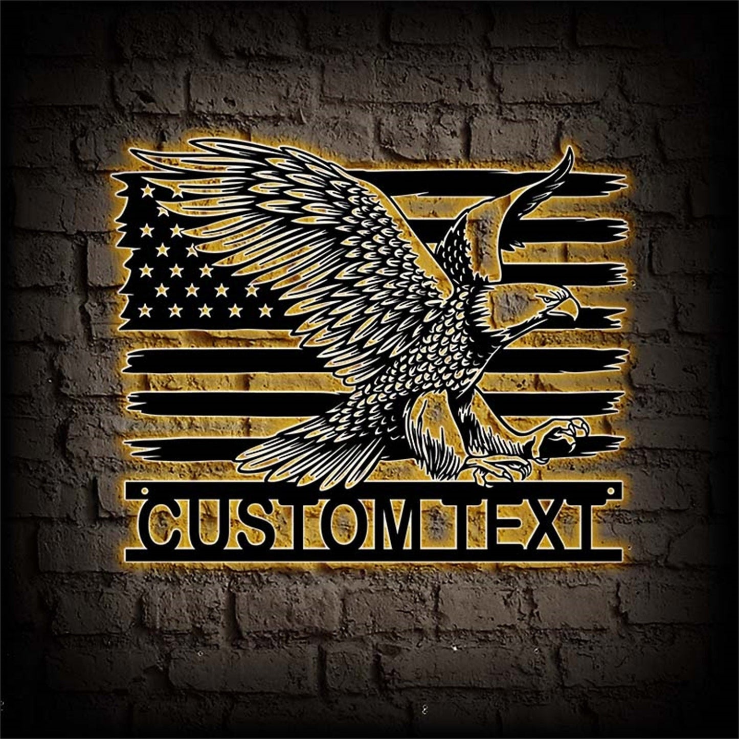 Custom Eagle Metal Sign with LED Lights,American Flag Eagle Metal Wall Art,American Eagle Wall Decor,Personalized USA Eagle Sign,Birds Sign
