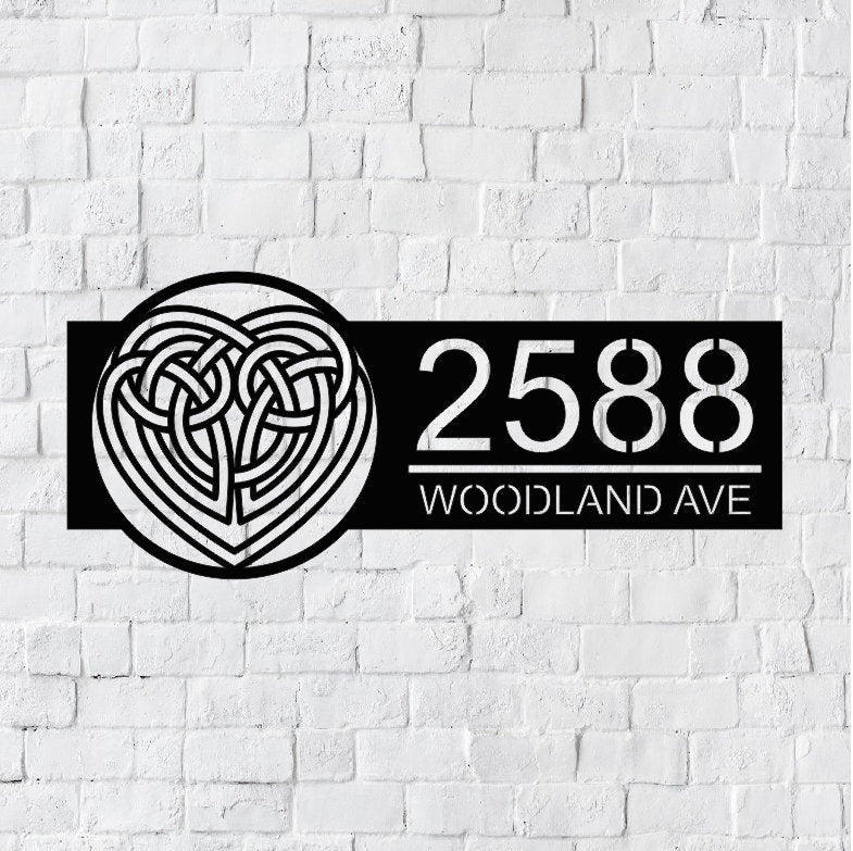 Celtic Cross Heart Metal House Number Sign | Irish Address Sign | Modern Address | Address Sign | Address Numbers | Address Plaque