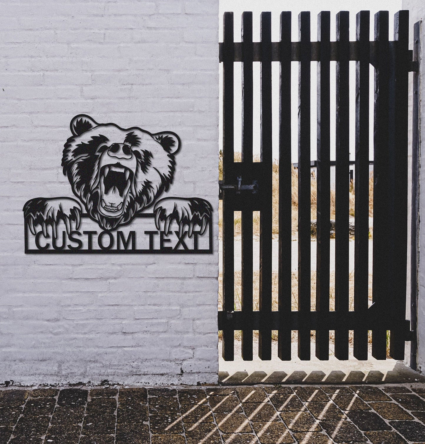 Custom Bear Metal Sign,Grizzly Bear Sign,Personalized Bear Name Sign,Bear Wall Decor,Bear Monogram,Outdoor Bear Decor,Front Door Sign