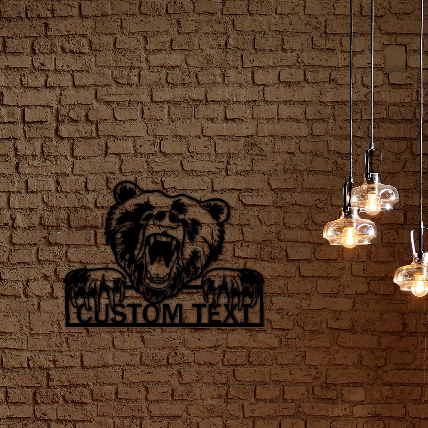 Custom Bear Metal Sign,Grizzly Bear Sign,Personalized Bear Name Sign,Bear Wall Decor,Bear Monogram,Outdoor Bear Decor,Front Door Sign