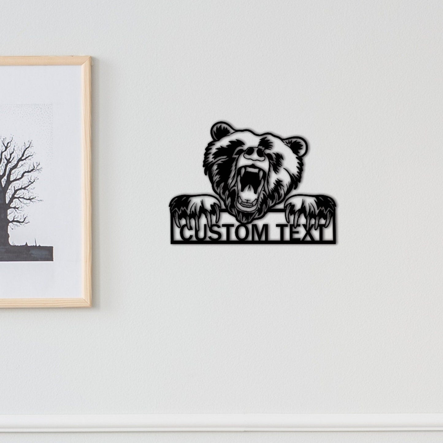 Custom Bear Metal Sign,Grizzly Bear Sign,Personalized Bear Name Sign,Bear Wall Decor,Bear Monogram,Outdoor Bear Decor,Front Door Sign