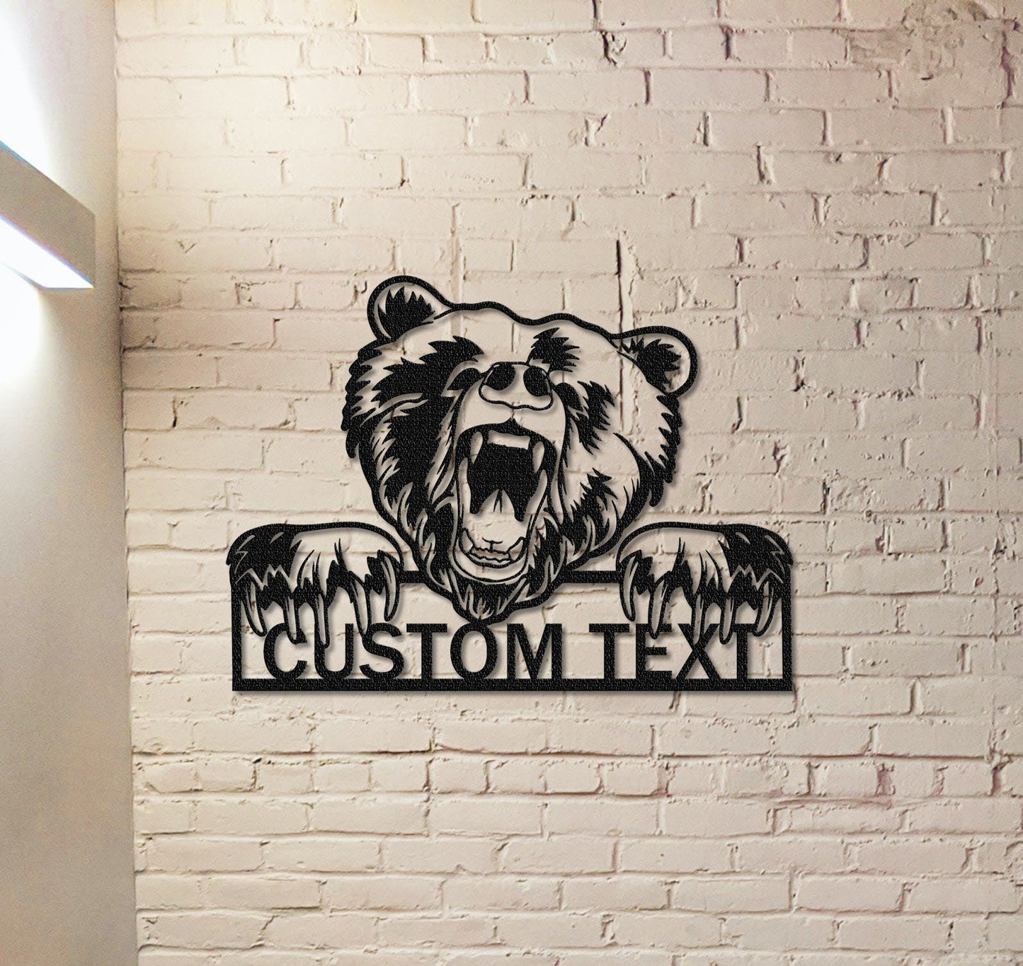 Custom Bear Metal Sign,Grizzly Bear Sign,Personalized Bear Name Sign,Bear Wall Decor,Bear Monogram,Outdoor Bear Decor,Front Door Sign