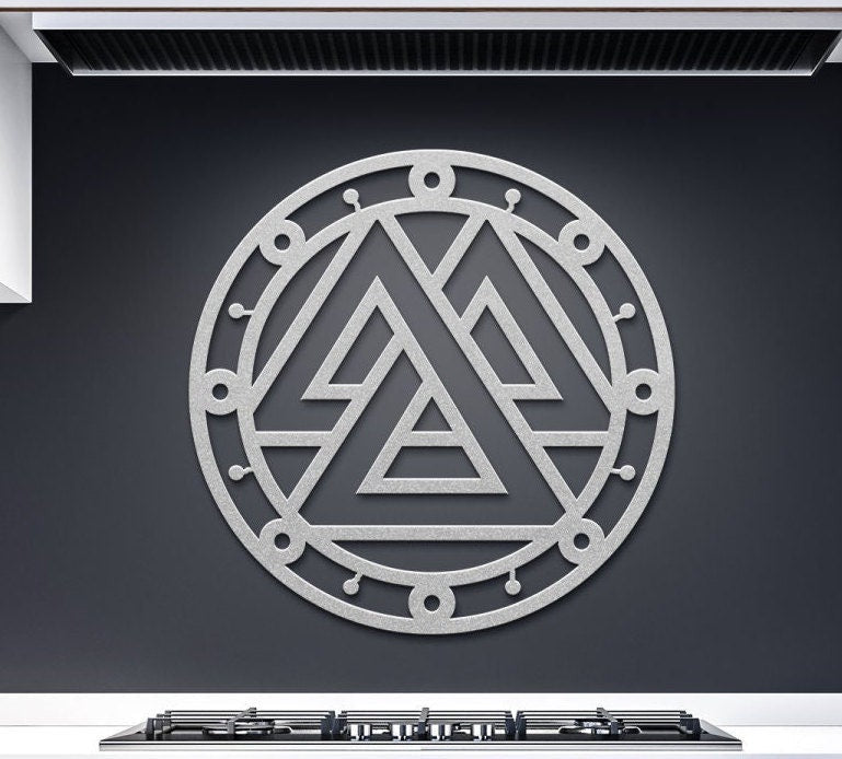 Viking Metal Wall Art, Valknut Symbol Metal Sign, Viking Sign Decor, Nordic Metal Art, Scandinavian Viking Symbol, Metal Nordic Sign Decor