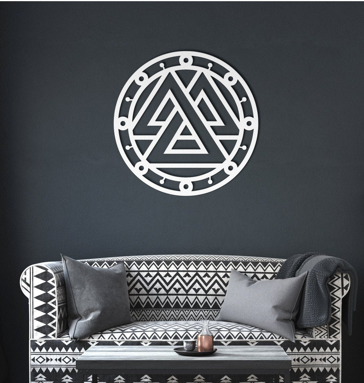Viking Metal Wall Art, Valknut Symbol Metal Sign, Viking Sign Decor, Nordic Metal Art, Scandinavian Viking Symbol, Metal Nordic Sign Decor