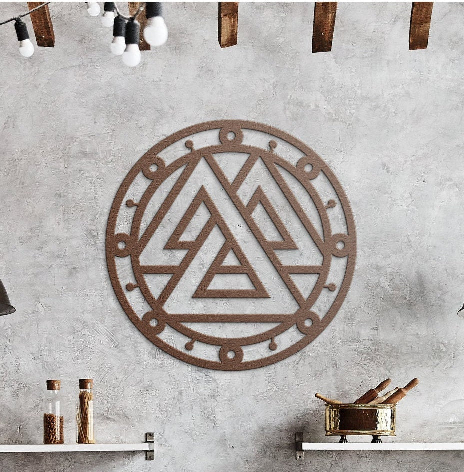 Viking Metal Wall Art, Valknut Symbol Metal Sign, Viking Sign Decor, Nordic Metal Art, Scandinavian Viking Symbol, Metal Nordic Sign Decor