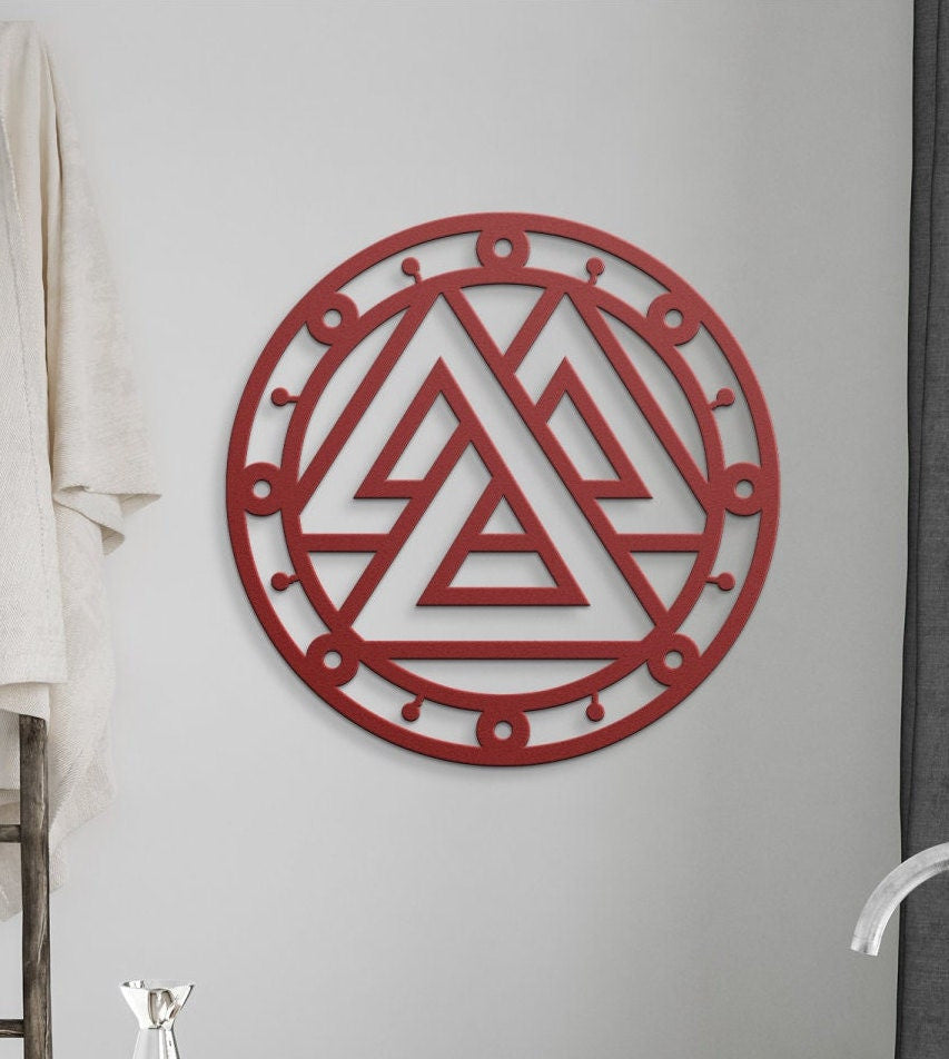 Viking Metal Wall Art, Valknut Symbol Metal Sign, Viking Sign Decor, Nordic Metal Art, Scandinavian Viking Symbol, Metal Nordic Sign Decor