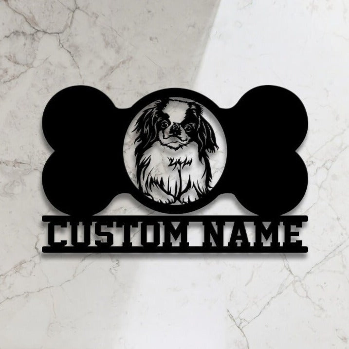 Custom Japanese Chin Metal Sign with Led Light, Dog Bone Name Sign, Japanese Chin Dog Owner, Japanese Chin Lover, Dog Lover Gift Wall Decor