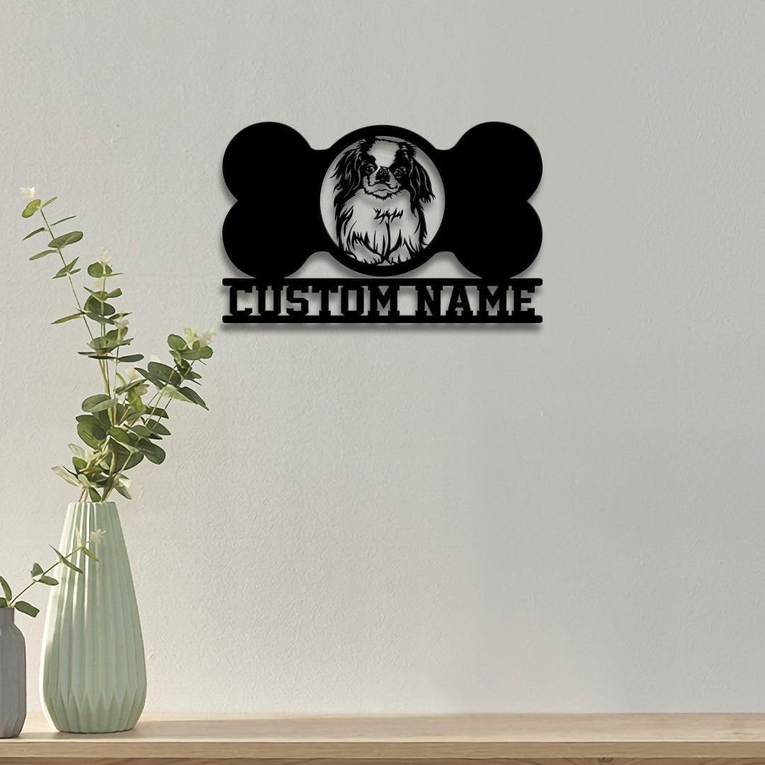 Custom Japanese Chin Metal Sign with Led Light, Dog Bone Name Sign, Japanese Chin Dog Owner, Japanese Chin Lover, Dog Lover Gift Wall Decor