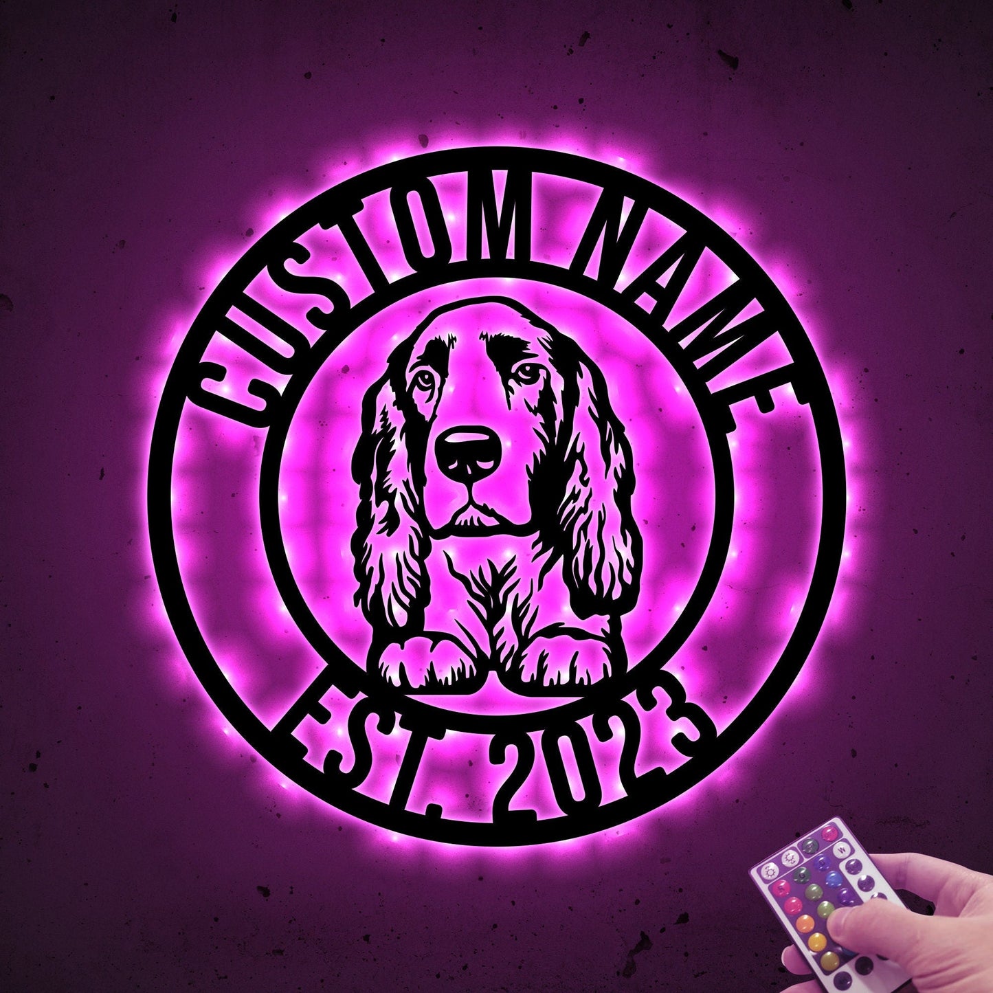Custom Field Spaniel Dog Metal Sign with Led Light, Field Spaniel Decor, Dog Metal Wall Art, Dog Owner Gift, Dog Welcome Sign, Dog Name Sign