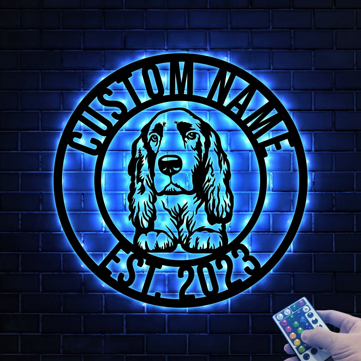 Custom Field Spaniel Dog Metal Sign with Led Light, Field Spaniel Decor, Dog Metal Wall Art, Dog Owner Gift, Dog Welcome Sign, Dog Name Sign