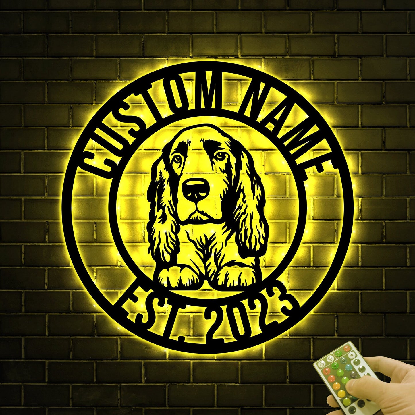 Custom Field Spaniel Dog Metal Sign with Led Light, Field Spaniel Decor, Dog Metal Wall Art, Dog Owner Gift, Dog Welcome Sign, Dog Name Sign