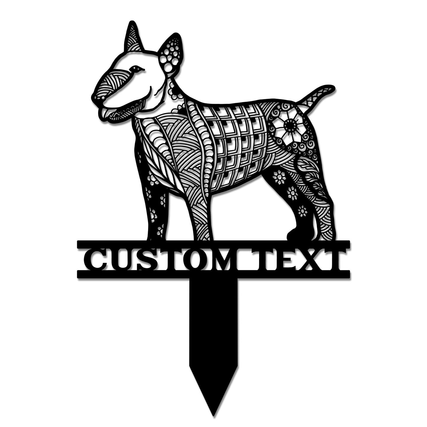 Bull Terrier Mandala Garden Stake Metal, Bull Terrier Zentangle Metal Yard Art, Bull Terrier Gifts, Dog Garden Sign, Outdoor Decor