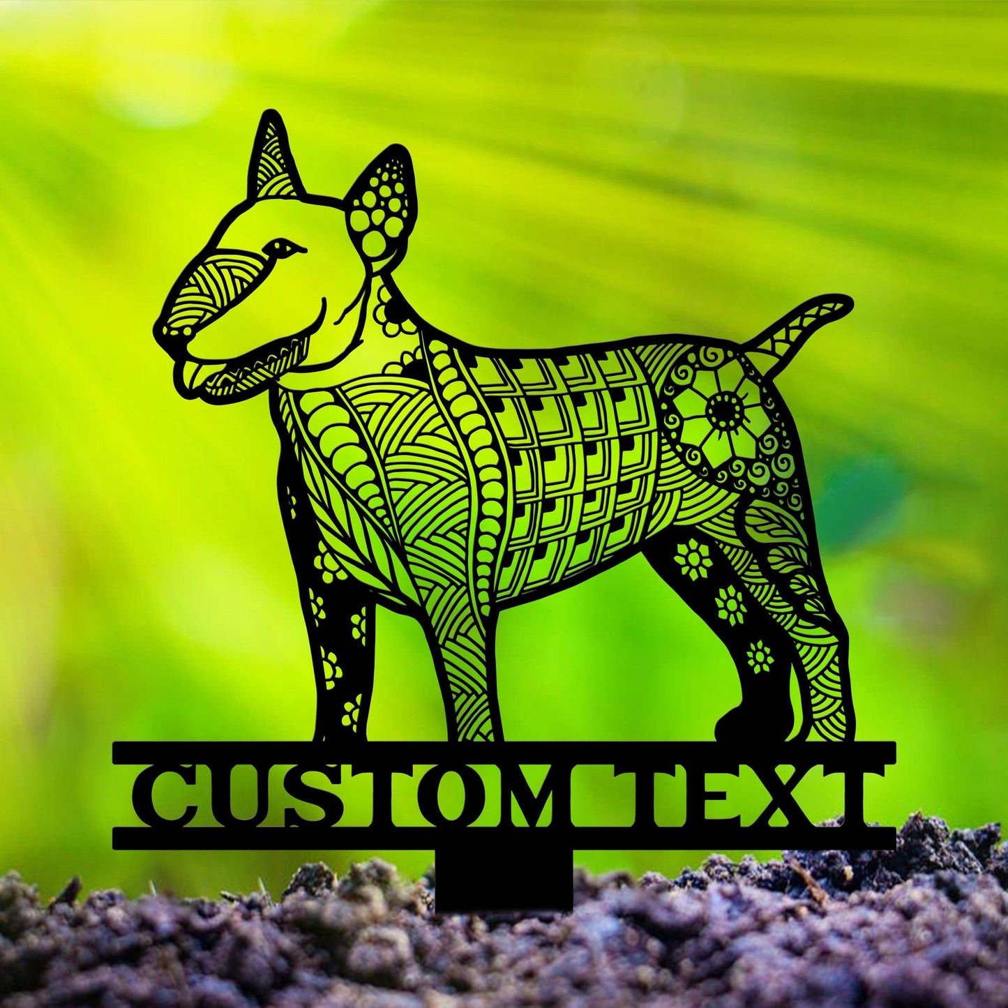 Bull Terrier Mandala Garden Stake Metal, Bull Terrier Zentangle Metal Yard Art, Bull Terrier Gifts, Dog Garden Sign, Outdoor Decor