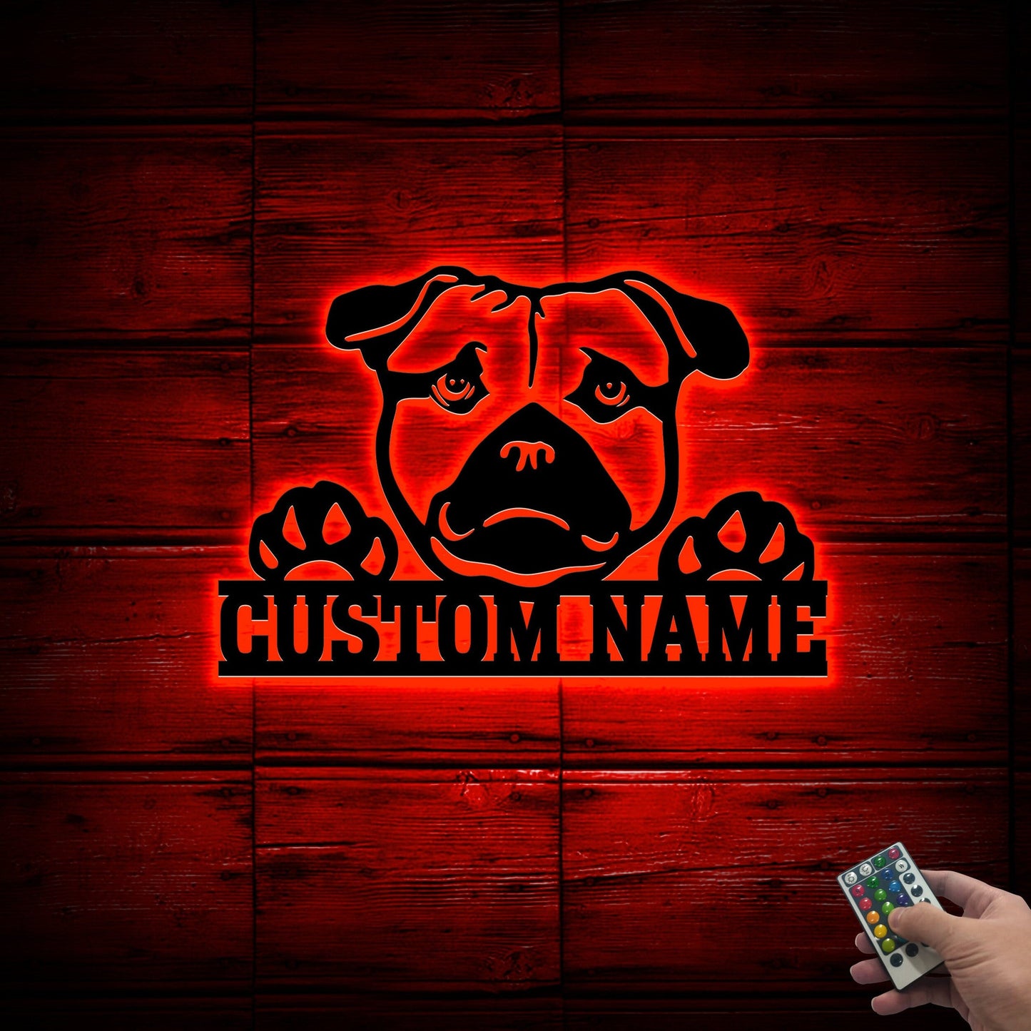 Custom American Pugabull Metal Sign with Led Lights, Dog Lover Gift, Dog Breed Sign, Dog Name Sign, Pugabull Dog Metal Sign, Metal Dog Decor