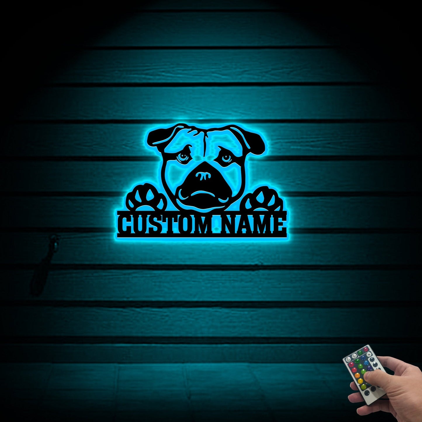 Custom American Pugabull Metal Sign with Led Lights, Dog Lover Gift, Dog Breed Sign, Dog Name Sign, Pugabull Dog Metal Sign, Metal Dog Decor