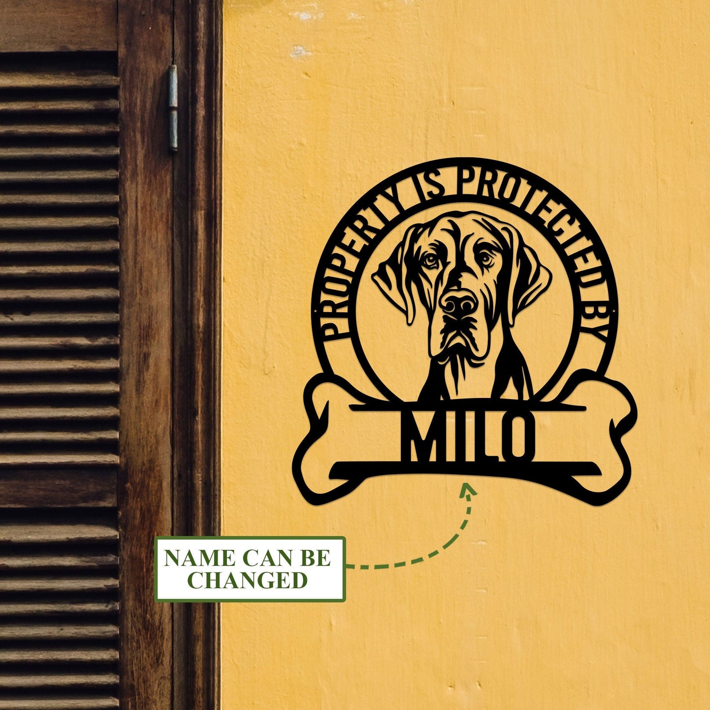 Custom Great Dane Warning Sign Led Light, Property Protected by Guard Dog Metal Sign, Beware of Dog Gate Sign, Funny Metal Dog Sign for Home