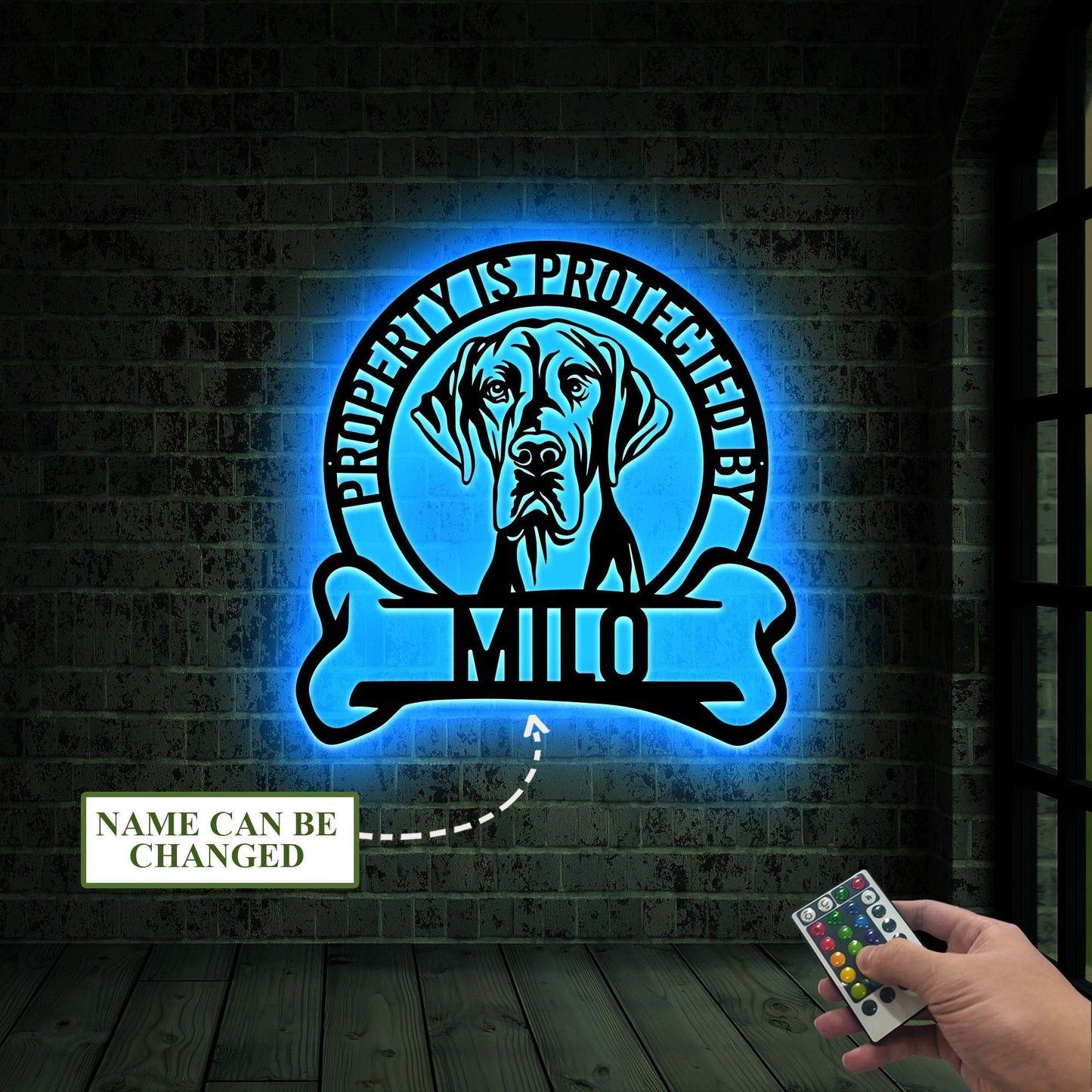 Custom Great Dane Warning Sign Led Light, Property Protected by Guard Dog Metal Sign, Beware of Dog Gate Sign, Funny Metal Dog Sign for Home