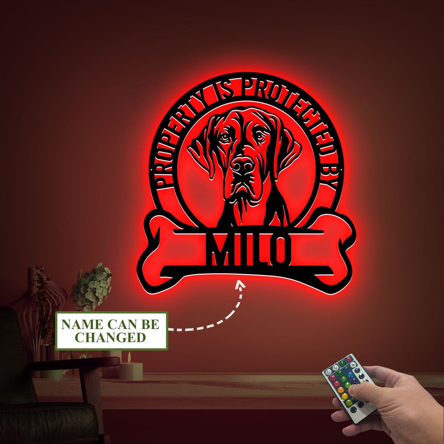 Custom Great Dane Warning Sign Led Light, Property Protected by Guard Dog Metal Sign, Beware of Dog Gate Sign, Funny Metal Dog Sign for Home