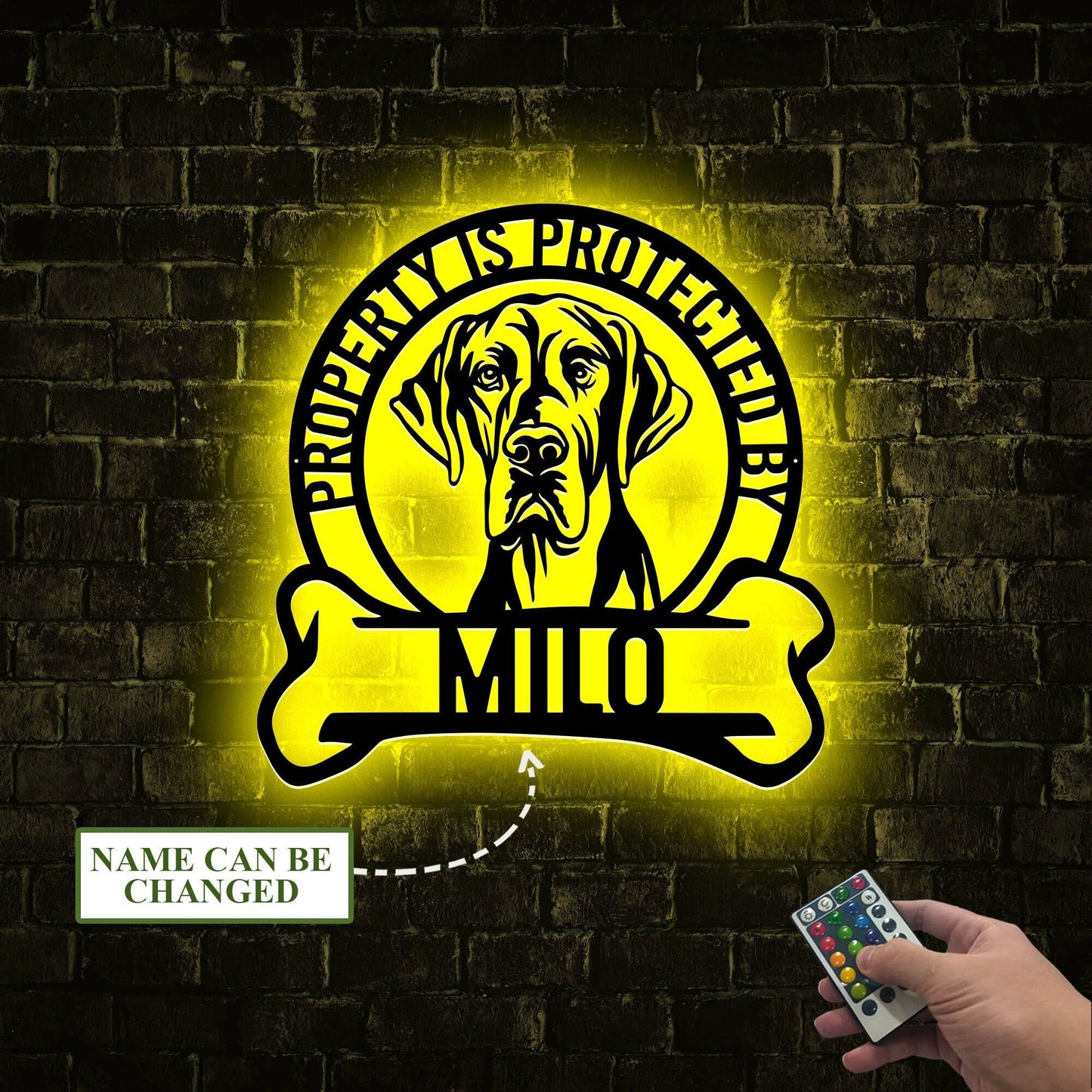 Custom Great Dane Warning Sign Led Light, Property Protected by Guard Dog Metal Sign, Beware of Dog Gate Sign, Funny Metal Dog Sign for Home