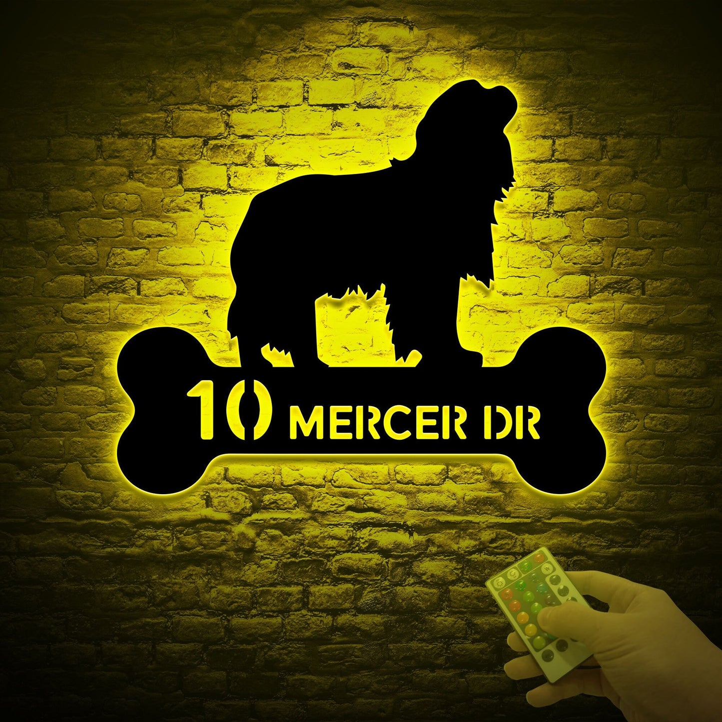 Cavalier King Charles Spaniel Dog Address Sign with Led Light, Address Monogram, Dog Bone Dog House Number, Metal Address Sign for House