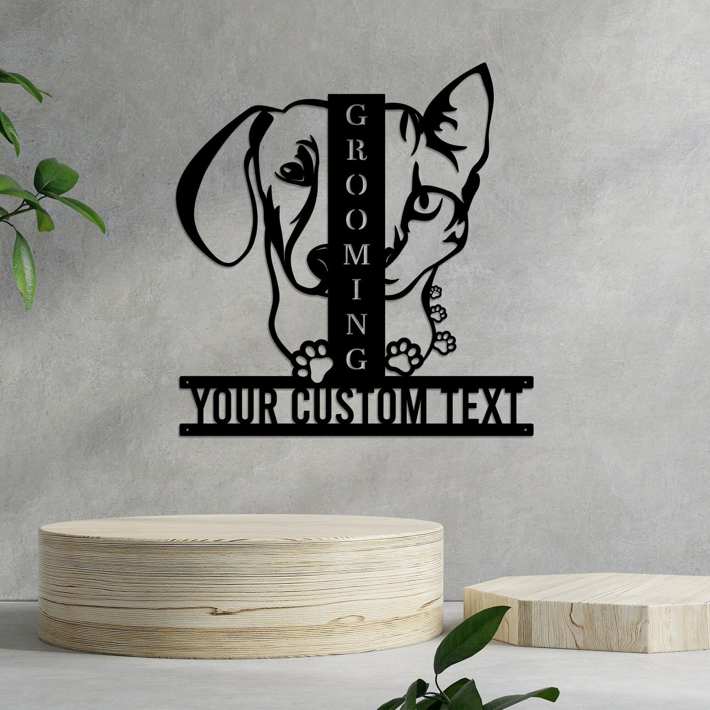 Cat and Dog Grooming With Paw Print, Personalized Metal Wall Art With Lights, Dog Grooming Monogram Sign, Per Salon Decor Zoo Salon Wall Art