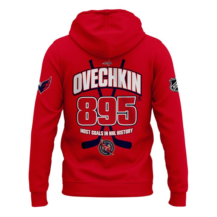 Alexander Ovechkin Washington Capitals Hoodie - All-Time Leading Goal Scorer Cross Sticks Red Hoodie - Washington Capitals 895 Hoodie
