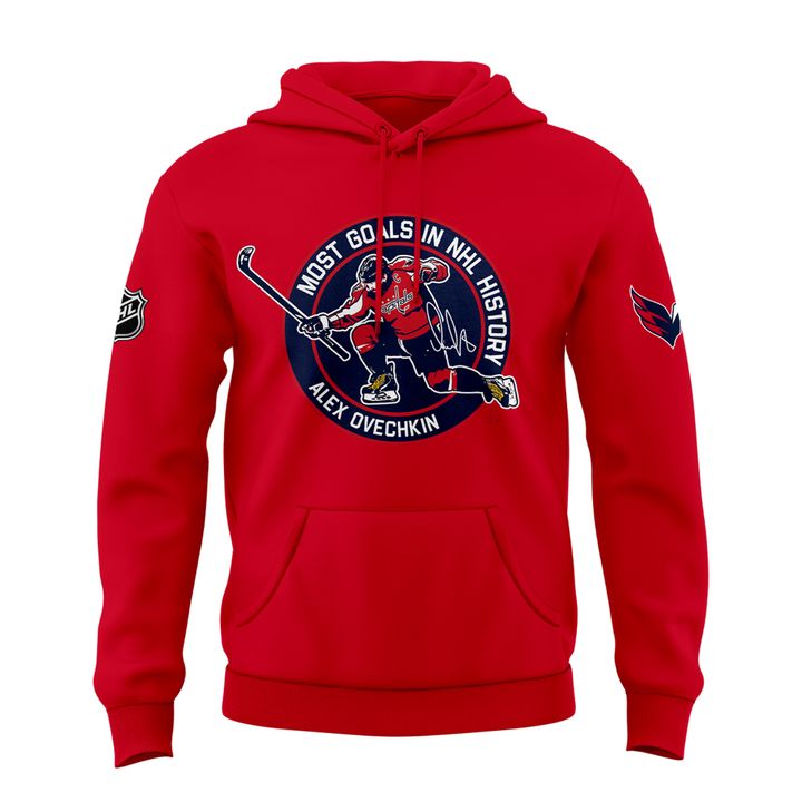 Alexander Ovechkin Washington Capitals Hoodie - All-Time Leading Goal Scorer Cross Sticks Red Hoodie - Washington Capitals 895 Hoodie