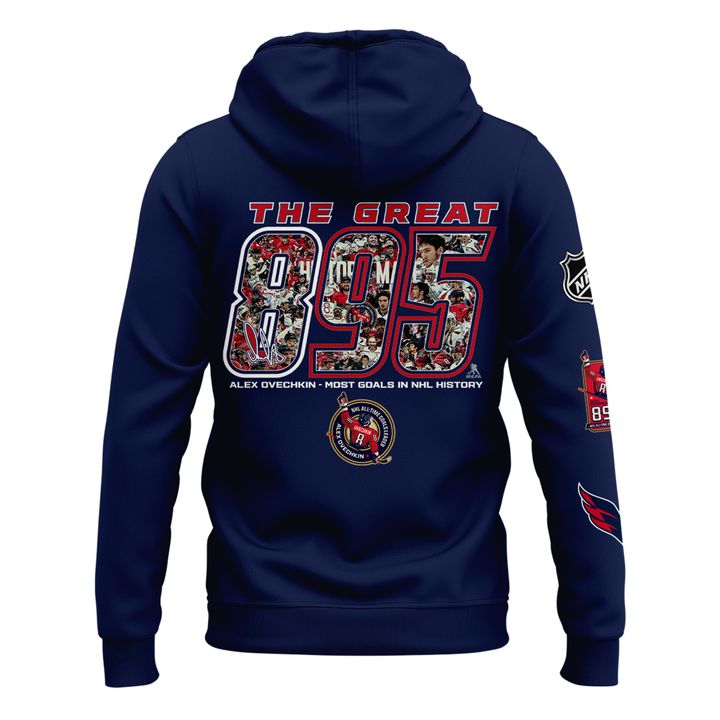 Alexander Ovechkin Washington Capitals Hoodie - All-Time Leading Goal Scorer Cross Sticks Navy Hoodie - Washington Capitals 895 Hoodie