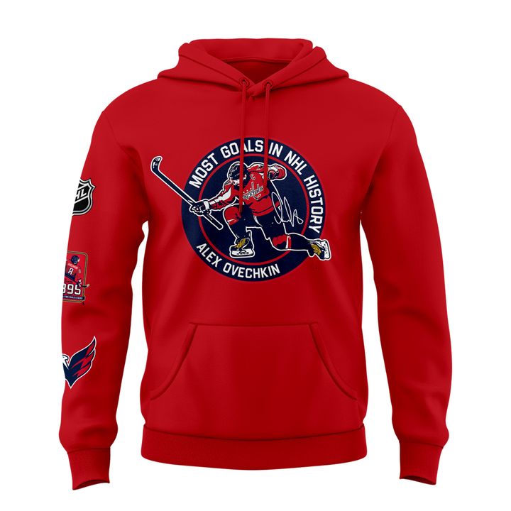 Alexander Ovechkin Washington Capitals Hoodie - All-Time Leading Goal Scorer Cross Sticks Red Hoodie - Washington Capitals 895 Hoodie