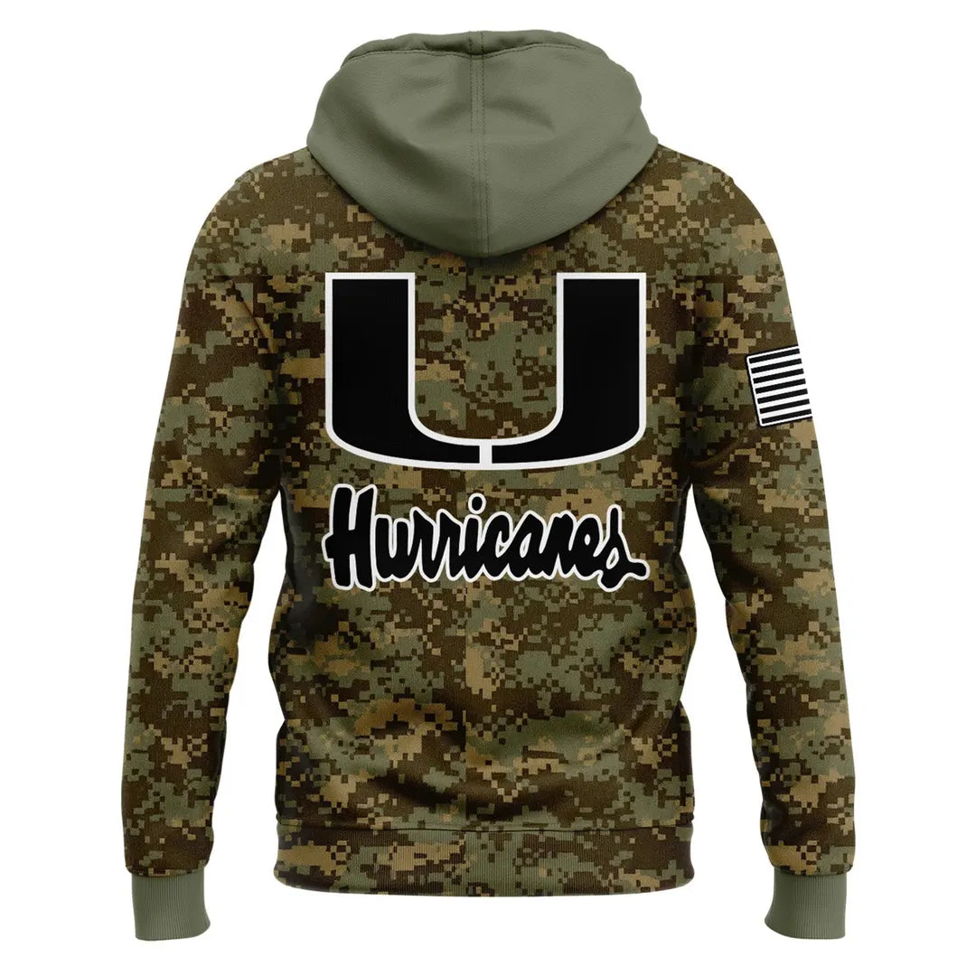 Miami Hurricanes Football Military Appreciation Camo Hoodie