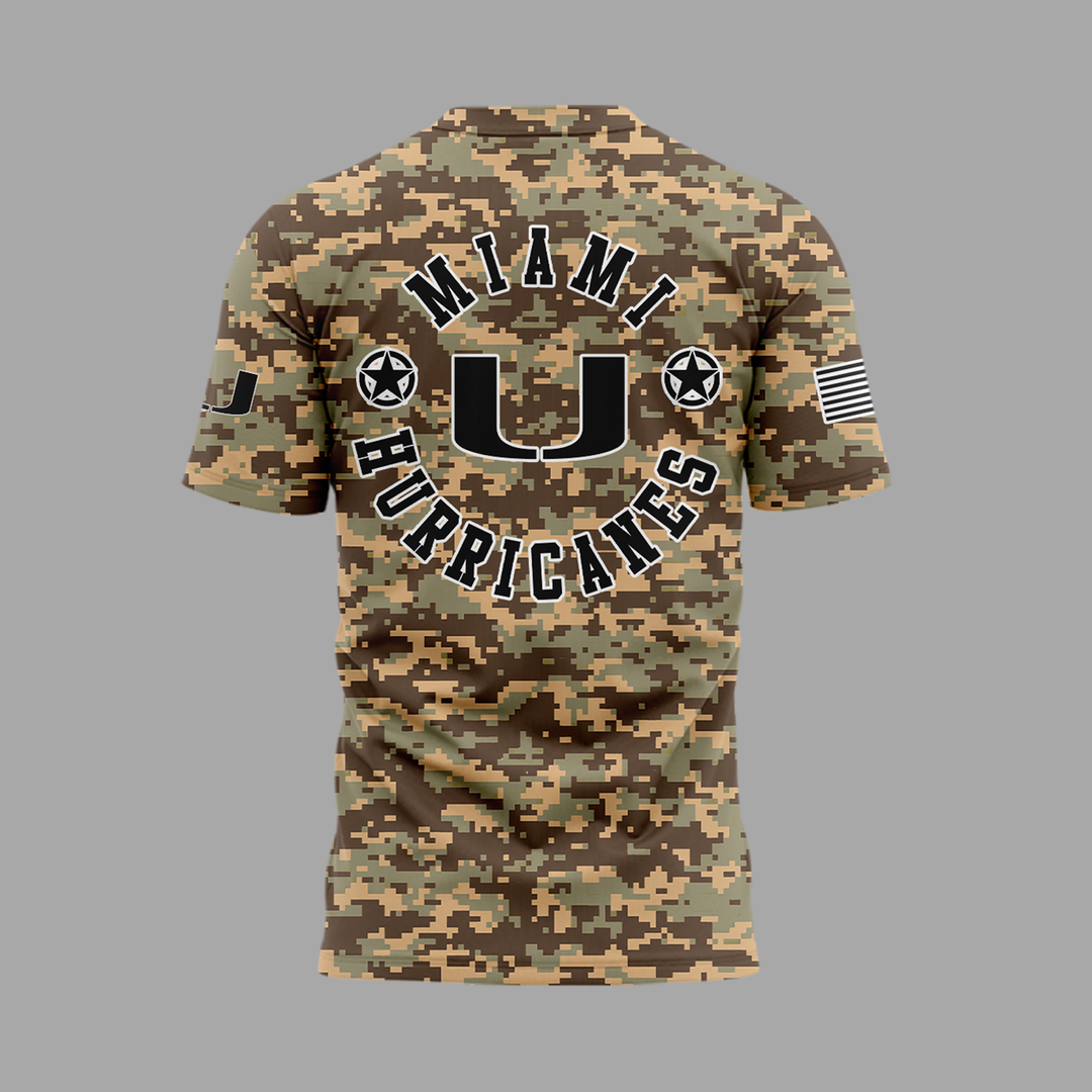 Miami Hurricanes Football Military Appreciation Camo T-Shirt