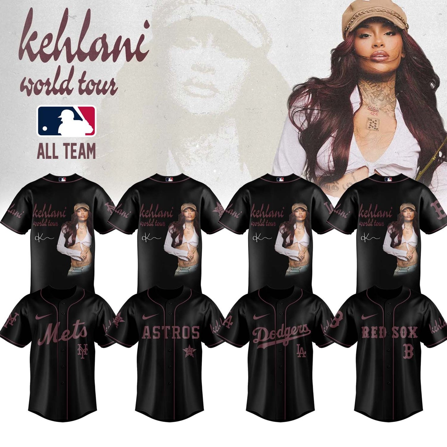 All Team MLB x Kehlani World Tour 2026 Signature Jersey Limited Edition | RY22