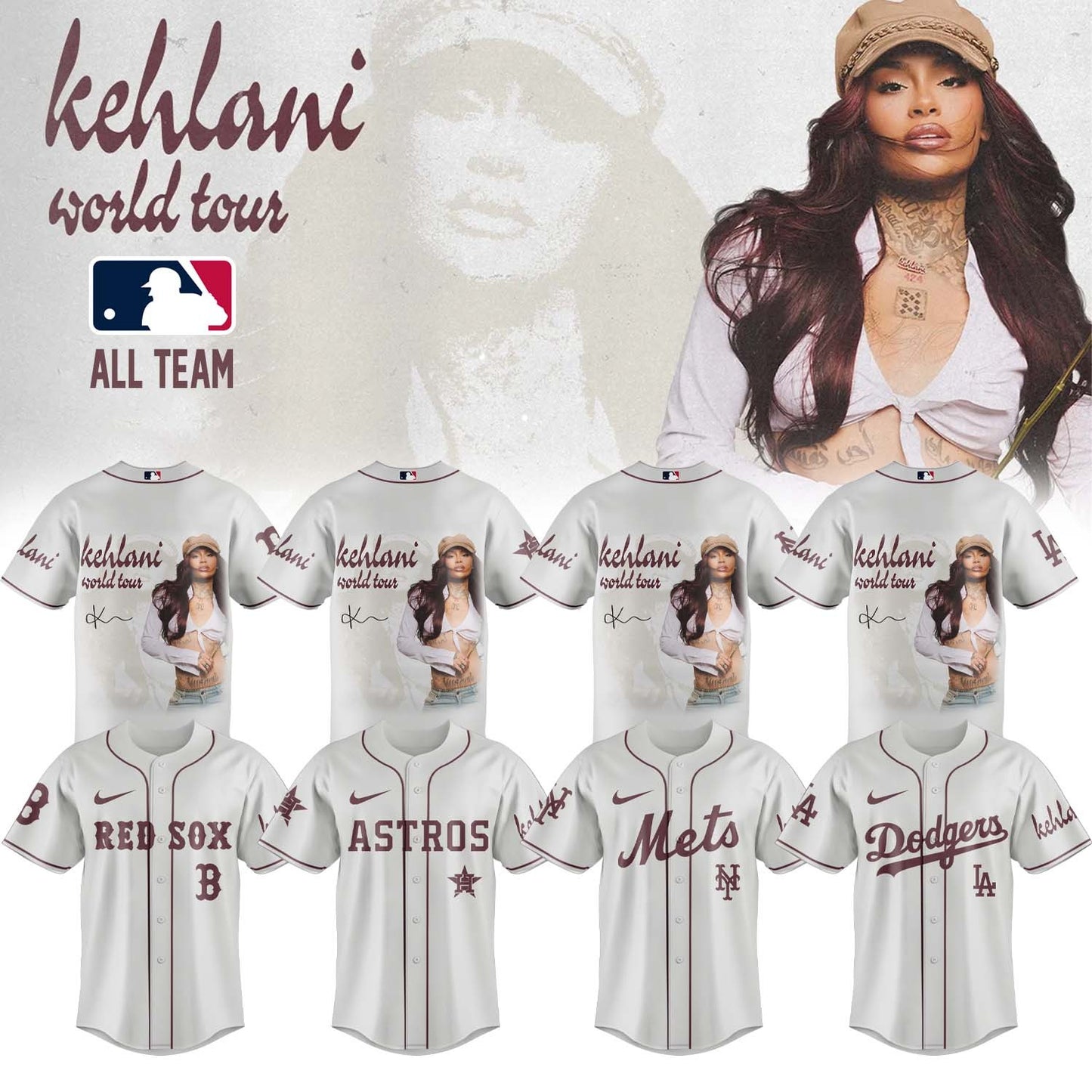 All Team MLB x Kehlani World Tour 2026 Signature Jersey Limited Edition | AO11