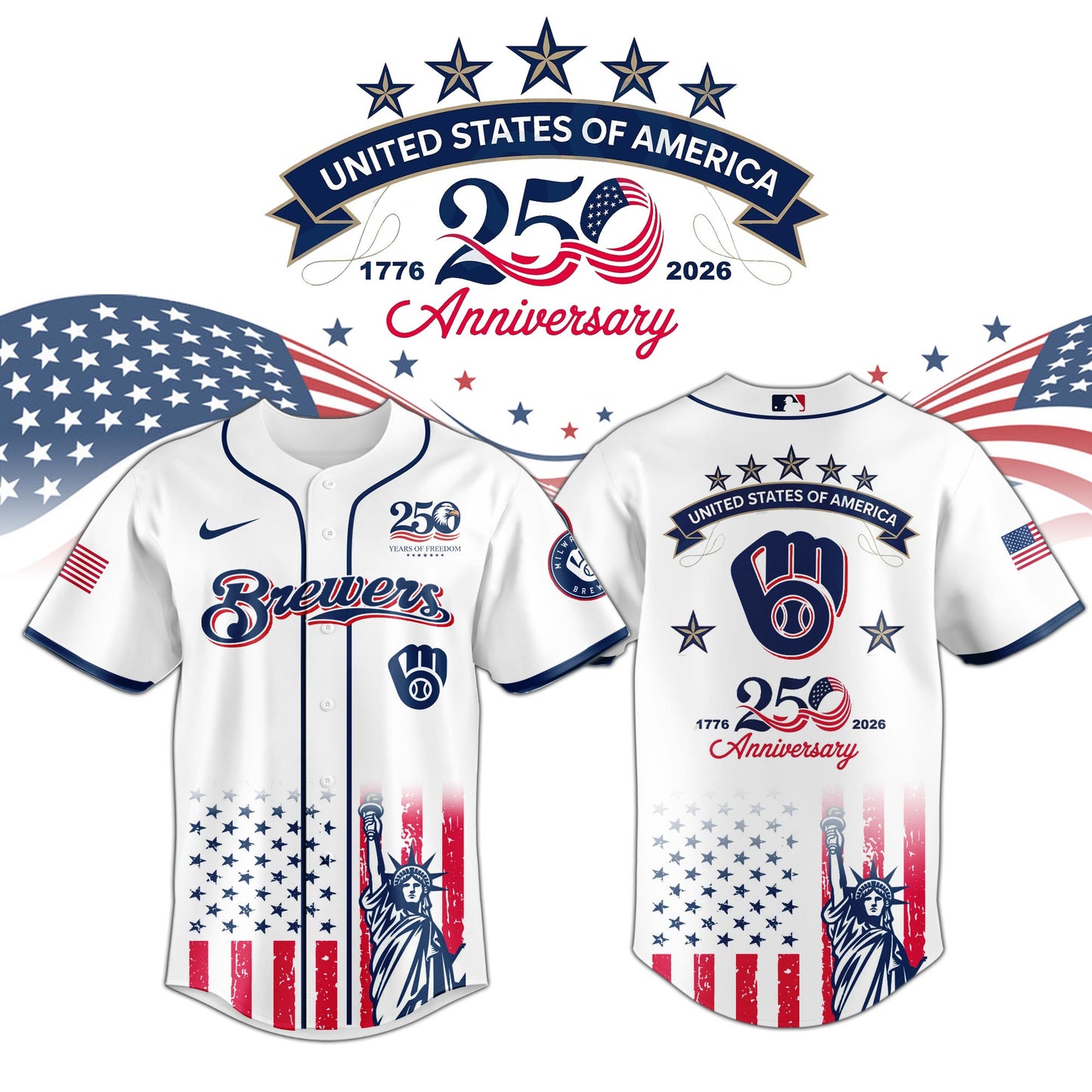 Milwaukee Brewers special America’s 250th Anniversary Limited Edition Jersey