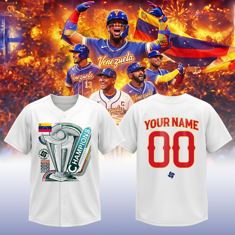 The Best Baseball In The World - Venezuela Baseball 2026 World Baseball Classic Jersey White - Custom Name And Number