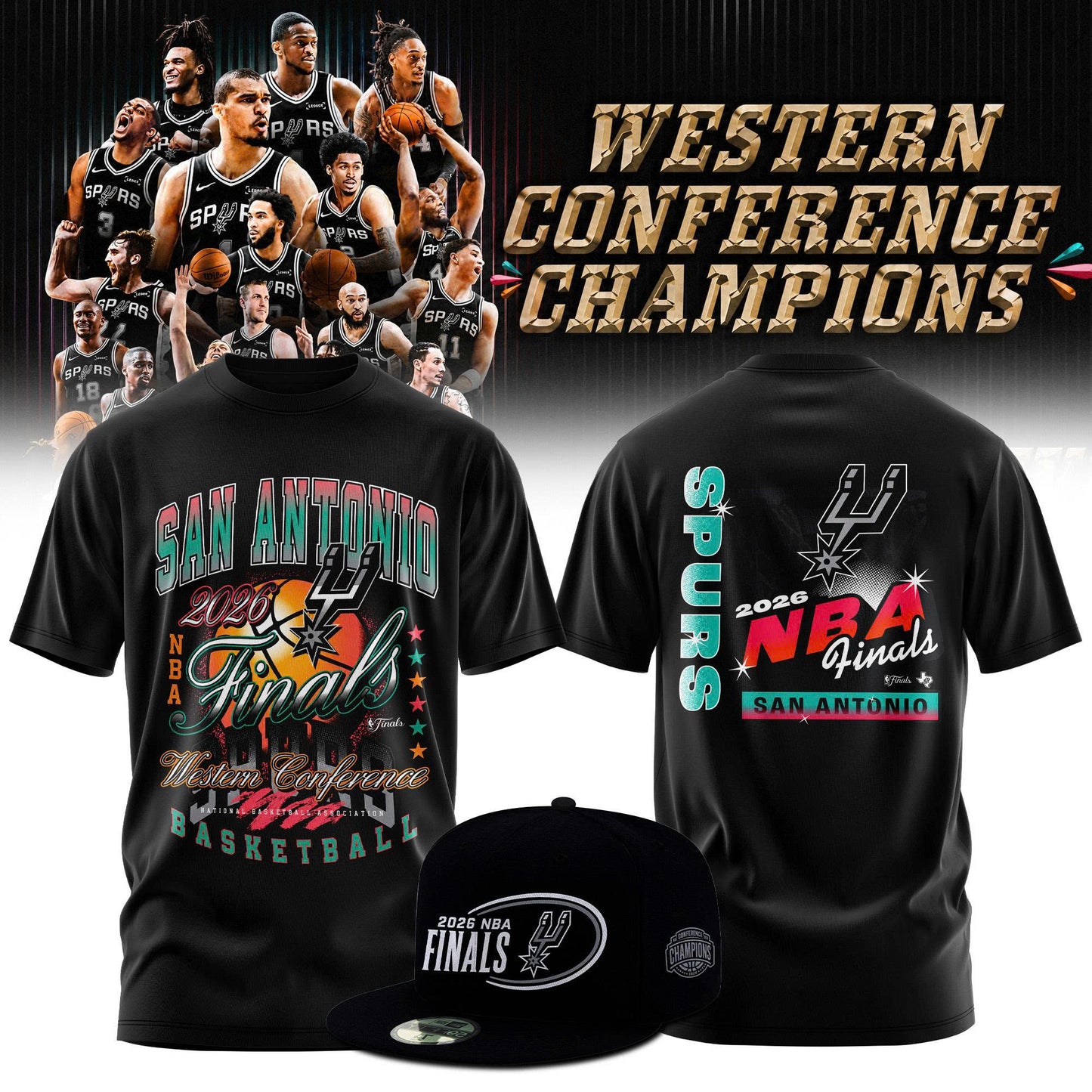San Antonio Spurs - 2026 Western Conference Champions Tshirt | EA26