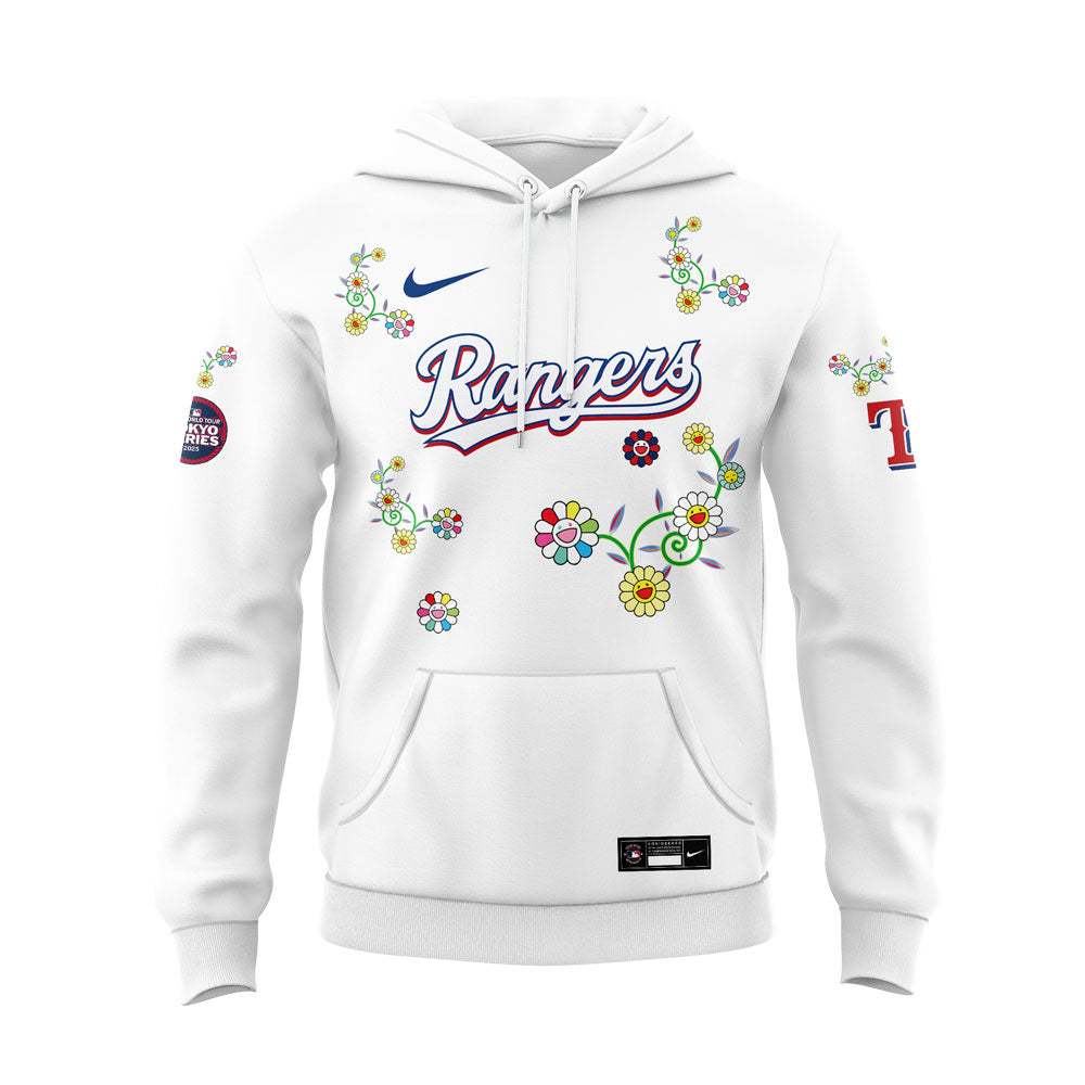 Texas Rangers Takashi Murakami x  World Tour Tokyo Series Whrite Flower Hoodie