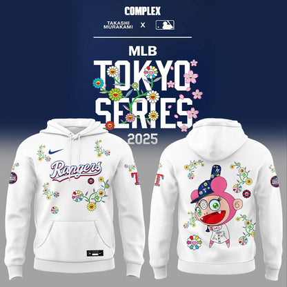 Texas Rangers Takashi Murakami x  World Tour Tokyo Series Whrite Flower Hoodie
