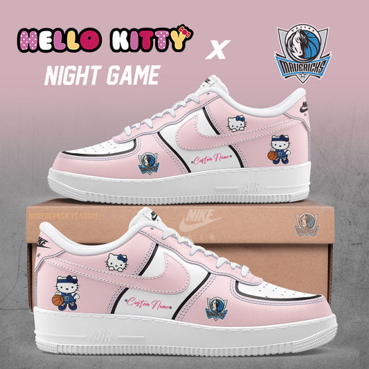 Dallas Mavericks AF1 Sneaker x Hello Kitty Night Game Custom Name For Fans
