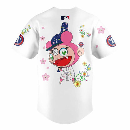 Texas Rangers Takashi Murakami x  World Tour Tokyo Series Whrite Flower Mix Jersey