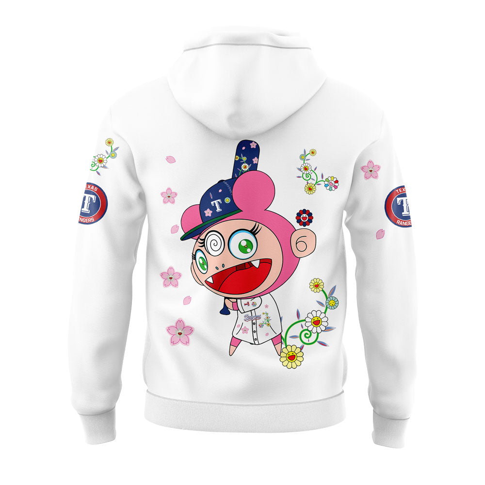 Texas Rangers Takashi Murakami x  World Tour Tokyo Series Whrite Flower Mix Hoodie