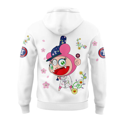 Texas Rangers Takashi Murakami x  World Tour Tokyo Series Whrite Flower Mix Hoodie
