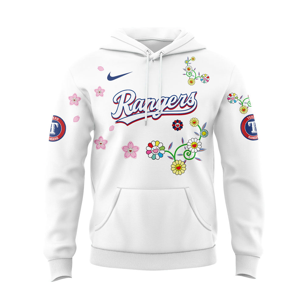 Texas Rangers Takashi Murakami x  World Tour Tokyo Series Whrite Flower Mix Hoodie