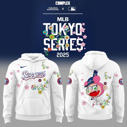 Texas Rangers Takashi Murakami x  World Tour Tokyo Series Whrite Flower Mix Hoodie